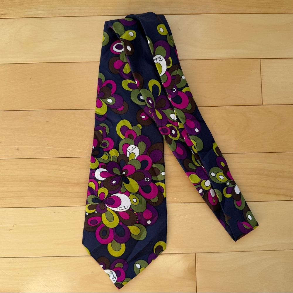 Emilio Pucci Florence Italy 100% Silk Colorful Tie